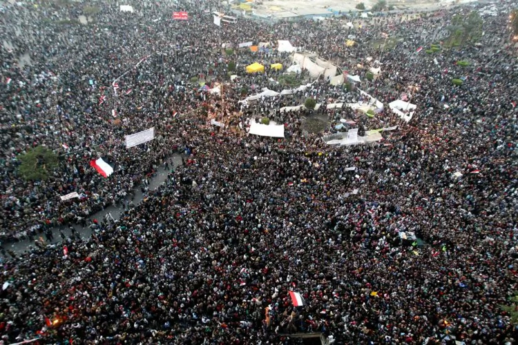 Thousands of Egyptian protesters gather in Cairo's landmark Tahrir Square on Nov. 22. Khaled Desouki/AFP/Getty Images