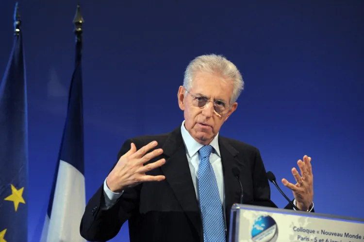 Italian Prime Minister Mario Monti gives a speech to close the 4th edition of the New World Conference at the Economy Ministry in Paris on Jan. 6. (ERIC PIERMONT/AFP/Getty Images)