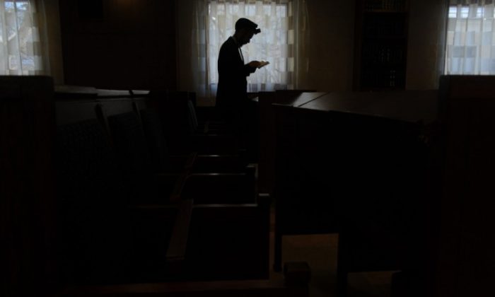 An Ultra Orthodox Jew prays in Moscow’s Jewish Community Center, on January 27, 2012, during a ceremony marking International Holocaust Remembrance Day. (Kirill Kurdyavtsev /AFP/Getty Images)