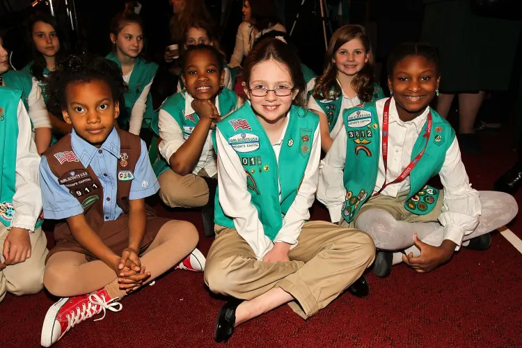Local Scouts at the Launch of ToGetHerThere>> at Capitol Hill Cannon House Office Bldg, Caucus Room on Feb. 1. (Paul Morigi/Getty Images for Girl Scouts of America)