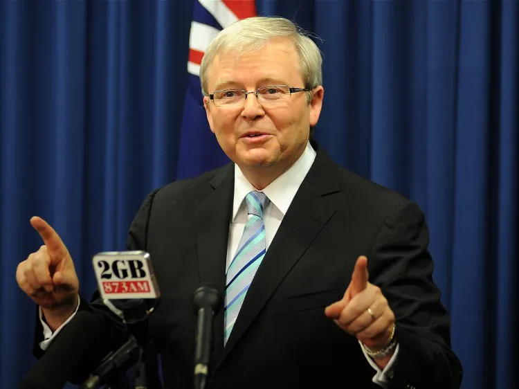Kevin Rudd speaks during a press conference on Feb. 24, 2012 in Brisbane, Australia. (Matt Roberts/Getty Images)