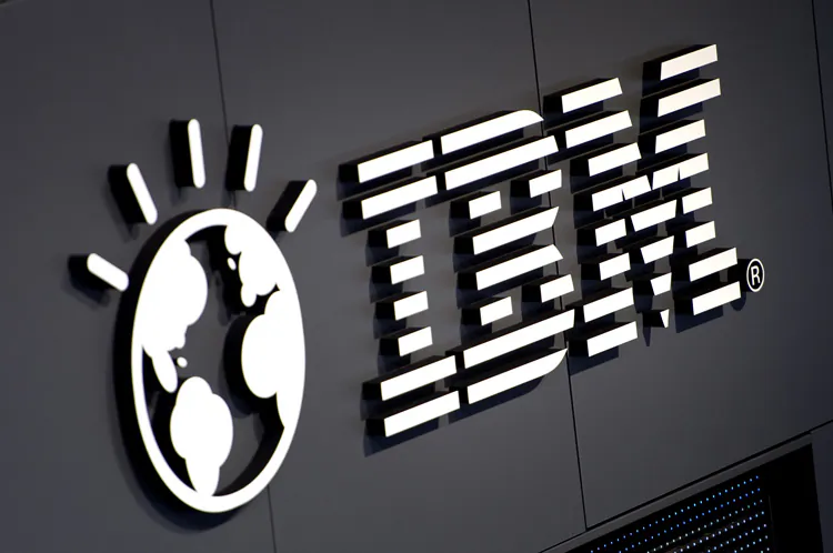 The IBM logo is seen at their booth prior to the start of the CeBIT 2012 technology fair on March 5 in Hanover, Germany. (Odd Andersen/AFP/Getty Images)
