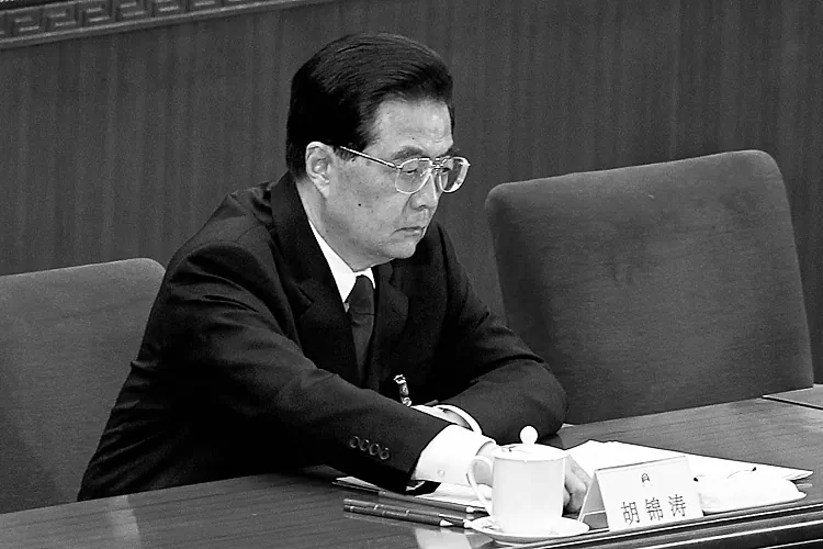 Chinese leader Hu Jintao is seen at the closing session of the National Peoples Congress on March 14. (Lintao Zhang/Getty Images)