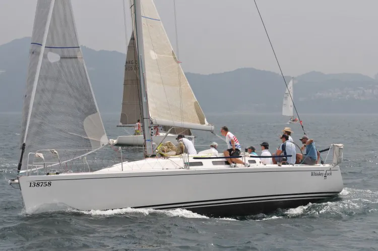 ‘Whiskey Jack’ won four out of five races in the RHKYC’s Big Boat Spring Cup to win the Division 2 overall series title. (Bill Cox/The Epoch Times)