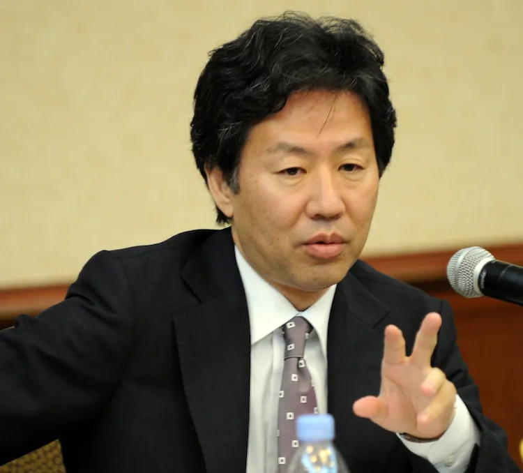Japanese Finance Minister Jun Azumi gestures as he speaks during a press conference in Manila, the Philippines, on May 3. (Ted Aljibe/AFP/GettyImages)