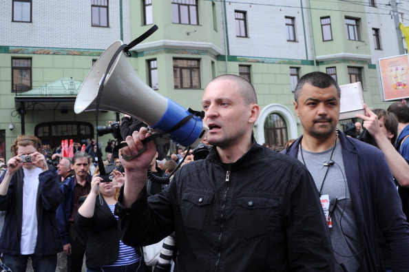 Russian opposition leader Sergey Udaltsov at an opposition protest rally in Moscow on May 6, 2012. (Natalia Kolesnikova/AFP/Getty Images)