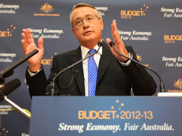 Treasurer Wayne Swan speaks at the Federal Budget press conference at Parliament House on May 8, 2012 in Canberra, Australia. (Cole Bennetts/Getty Images)