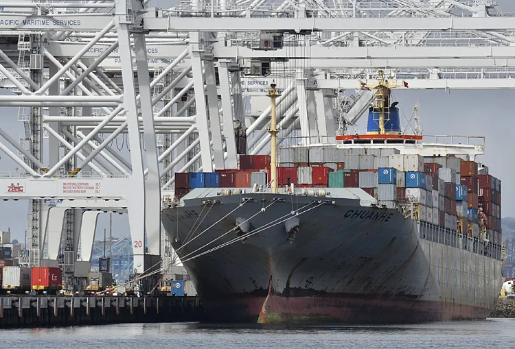 A cargo ship stands on Long Beach harbor, California, in this April 26, file photo. (Joe Klamar/AFP/GettyImages)