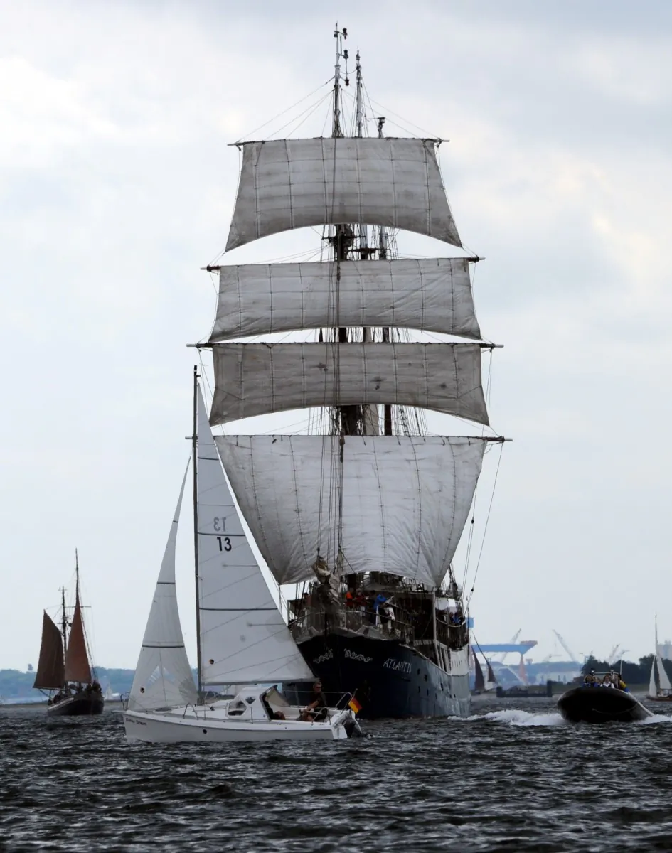 Sailing ship 'Atlantis' leaves the Baltic Sea port of Kiel-Schilksee on June 16, 2012 in Kiel, northern Germany. (Carsten Rehder/AFP/GettyImages)
