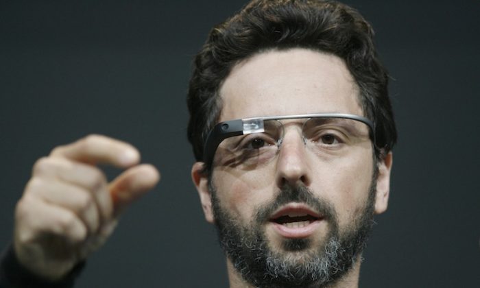Sergey Brin, co-founder of Google, appears at the keynote with the Google Glass to introduce the Google Glass Explorer Edition during Google's annual developer conference in San Francisco on June 27, 2012. (Kimihiro Hoshino//AFP/GettyImages)