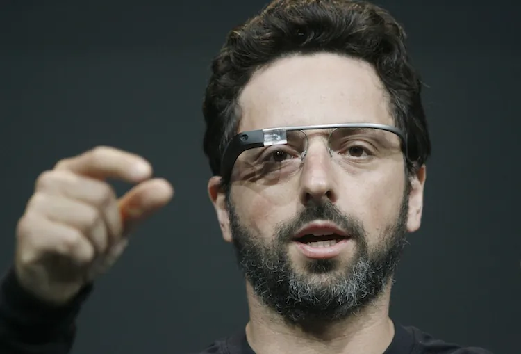 Sergey Brin, co-founder of Google, appears at the keynote with the Google Glass to introduce the Google Glass Explorer Edition during Google's annual developer conference in San Francisco on June 27, 2012. (Kimihiro Hoshino//AFP/GettyImages)