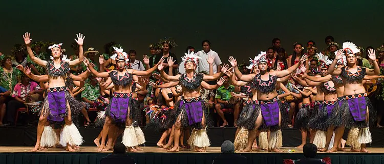 Cook Islands school students perform at the opening ceremony of the Pacific Islands Forum in Avarua on Rarotonga, in the Cook Islands on August 28, 2012. The Pacific Islands Forum opened in the Cook Islands with a colourful Polynesian welcome for leaders of the 15-nation grouping, who were carried aloft to the summit venue on litters. (Marty Melville/AFP/GettyImages)