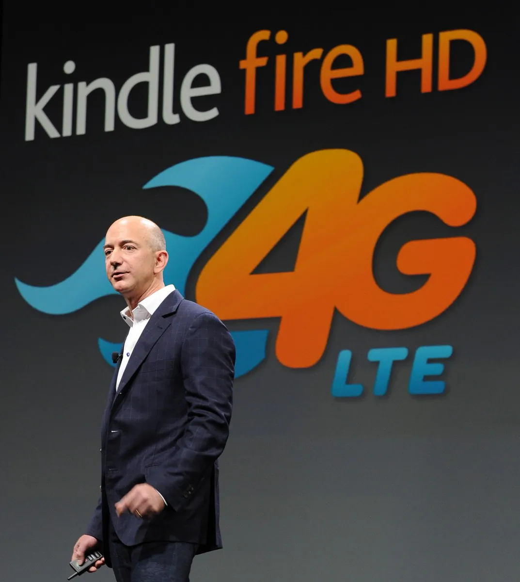 Jeff Bezos, CEO of Amazon.com Inc., introduces the new Kindle Fire HD ebook reader, Sept. 6, 2012, in Santa Monica, Calif. On Jan. 29, Amazon reported its ebook sales grew 70 percent in 2012, helping to propel its stock upward after hours. (JOE KLAMAR/AFP/GettyImages)