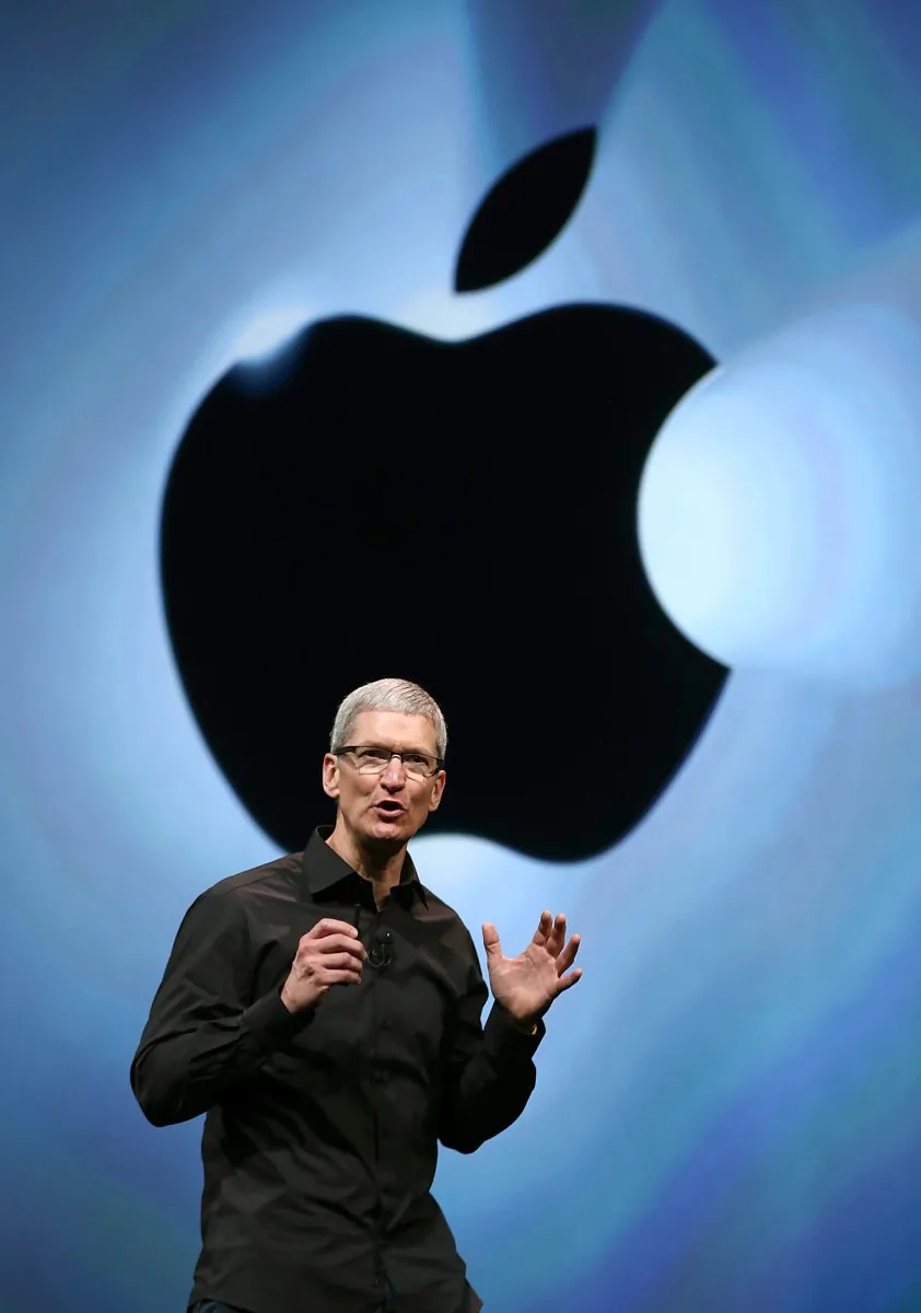 Apple CEO Tim Cook speaks during an Apple special event at the Yerba Buena Center for the Arts in San Francisco, Sept 12. Apple announced the iPhone 5, the latest version of the popular smartphone. (Justin Sullivan/Getty Images)