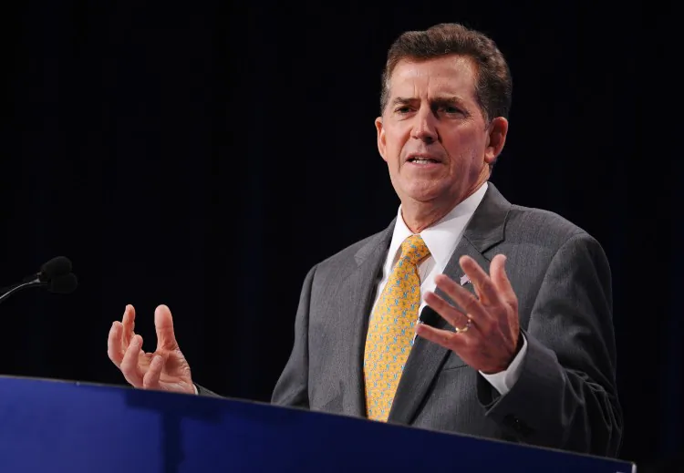 U.S. Senator Jim DeMint (R-S.C.) speaks during The Family Research Council (FRC) Action Values Voter Summit Sept. 14, 2012, in Washington, D.C. DeMint announced Thursday that he would resign next month to head the conservative Heritage Foundation think tank. (Mandel Ngan/AFP/GettyImages)
