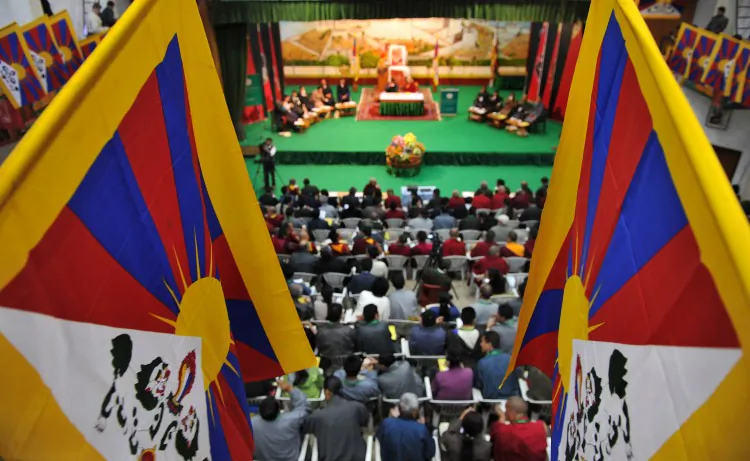 Tibetan representatives take part in the Second Special General meeting of Tibetans in Dharamshala on September 25, 2012. (Manjunath Kiran/AFP/GettyImages)