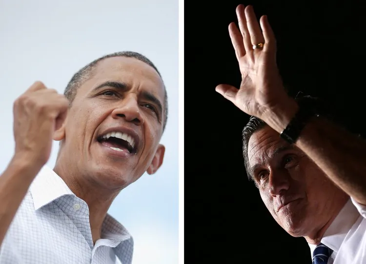 In this composite image, a comparison has been made between U.S. Presidential Candidates Barack Obama (L) and Mitt Romney. Both candidates are making their final preparations before the close of their campaigns. (Justin Sullivan/Getty Images)
