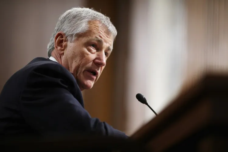 Former U.S. Senator Chuck Hagel (R-NE) testifies before the Senate Armed Services Committee during his confirmation hearing to become the next secretary of defense on Capitol Hill Jan. 31, 2013 in Washington, D.C. (Chip Somodevilla/Getty Images)
