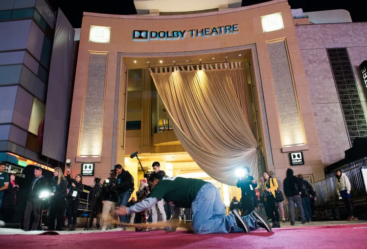 View of the red carpet installation for the 85th Academy Awards at Hollywood & Highland Center on February 20, 2013 in Hollywood, California. (Valerie Macon/Getty Images)