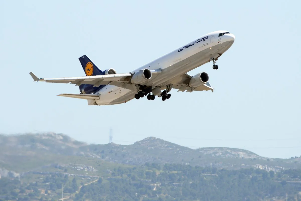 A Lufthansa cargo plane takes off from the Marseille-Provence airport in Marignane, southern France, on June 15, 2015 to rapatriate to Spain 32 coffins, victims of the Germanwings flight crash victims. 150 people died on March 24 when a Germanwings flight was deliberately crashed into the French Alps. (Boris Horvat/AFP/Getty Images)