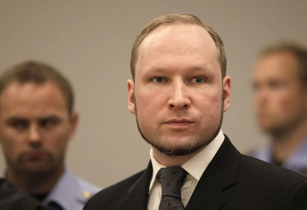 In this Friday, Aug. 24, 2012 file photo, Anders Behring Breivik listens to the judge in the courtroom, in Oslo, Norway. (AP Photo/Frank Augstein)