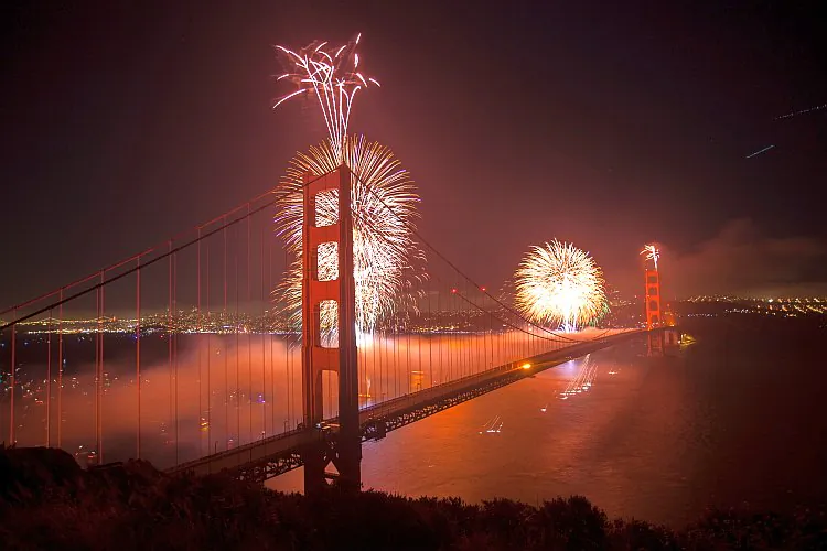 75th Golden Gate Anniversary fireworks at the Marin Headlands. (Deborah Yun/The Epoch Times)