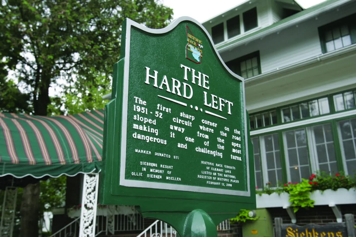 A sign for one of the most dangerous turns of the original urban course. (Photo by Les Tension)