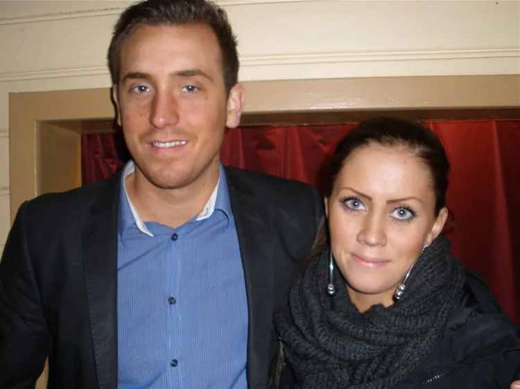 Patrik Embermark and Linda Persson attend the final Shen Yun performance in Stockholm on April 6. (Yvonne Kleberg/The Epoch Times)