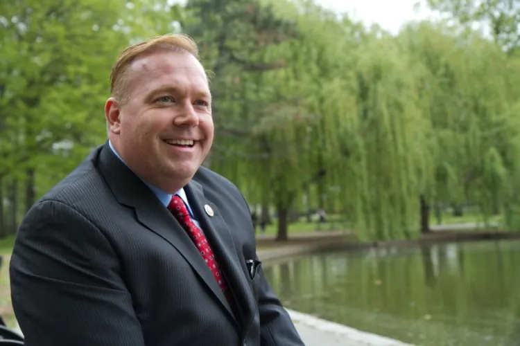 Councilman Dan Halloran at Bowne Park in Queens on April 26. (Benjamin Chasteen/The Epoch Times)