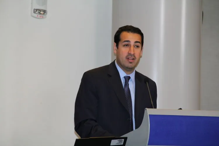 Roberto Rodriguez, special assistant to the president for education, explaining to a round table discussion at the D.C. event how 30 of our fastest growing occupations require a college degree. (Shar Adams/The Epoch Times)