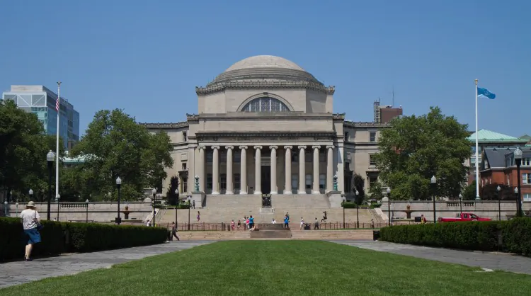The campus of Columbia University with the Low Memorial Library in the foreground in Manhattan on June 21. (Benjamin Chasteen/The Epoch Times)