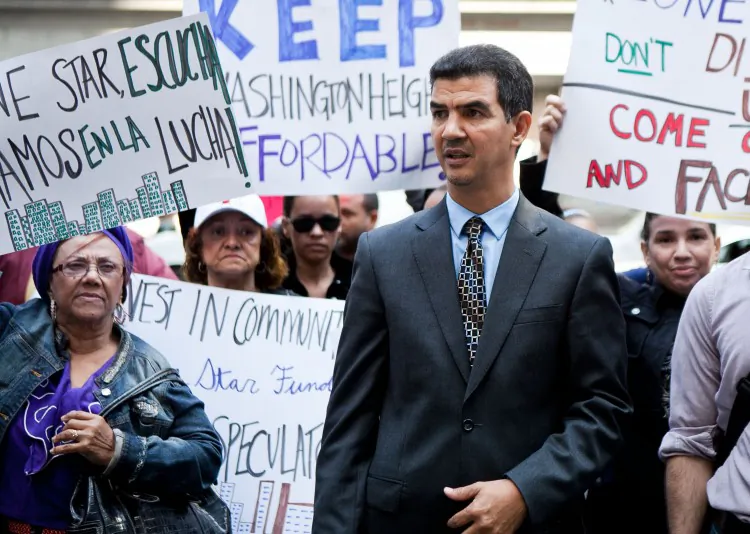 Council Member Ydanis Rodriguez at a community protest on Sept. 27 in Midtown Manhattan. (Amal Chen/The Epoch Times)