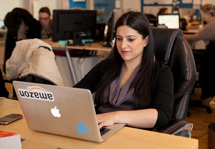 Reshma Saujani, candidate for New York City public advocate, in her office on Feb. 5. (Samira Bouaou/The Epoch Times)