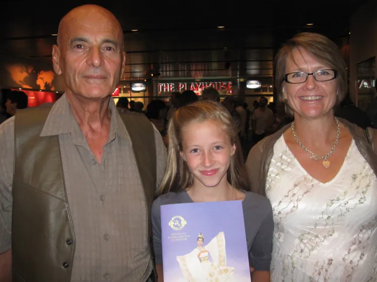 Michelle Wood (R) was at Shen Yun with her daughter Olivia, a ballet dancer, and her father Joseph Azzopardi. (Leigh Smith/The Epoch Times)