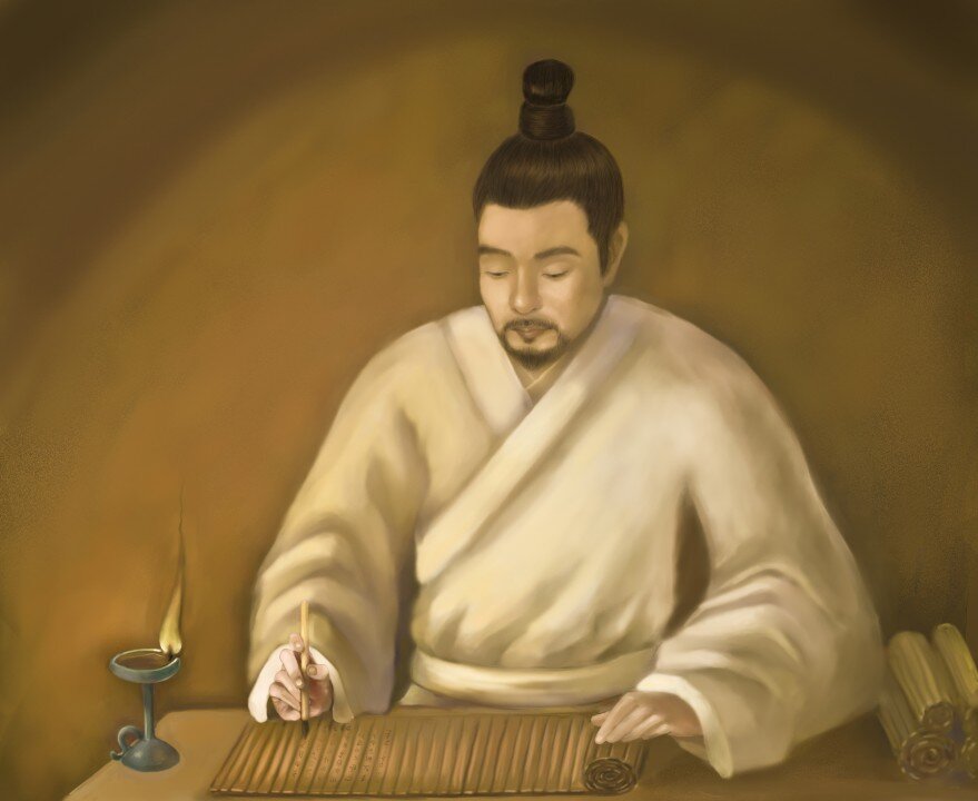 Sun Zi, the great Chinese general and military strategist, writes the treatise “The Art of War.” (SM Yang/The Epoch Times)