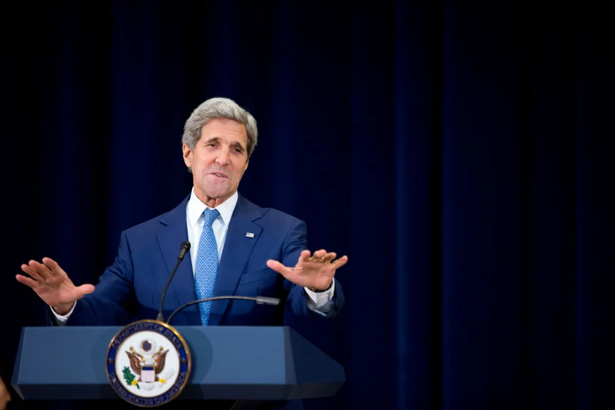 Secretary of State John Kerry during a news conference at the State Department in Washington on Monday, July 27, 2015, on the 2015 Trafficking in Persons Report. (AP Photo/Andrew Harnik)