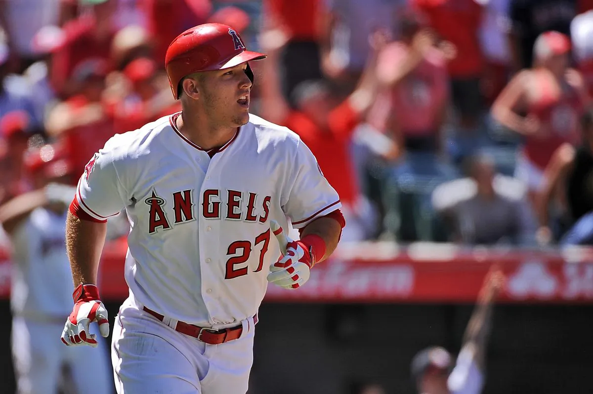 Mike Trout now has 31 home runs in his quest for a second straight MVP. (Jonathan Moore/Getty Images) 
