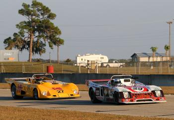 Keith Frieser's 1972 Lola T290 chases Derek Jones' 1977 Chevron B36, on the way to a second-place finish in the 2-liter class. (James Fish/The Epoch Times) Keith Frieser's 1972 Lola T290 chases Derek Jones' 1977 Chevron B36, on the way to a second-place finish in the 2-liter class. (James Fish/The Epoch Times)