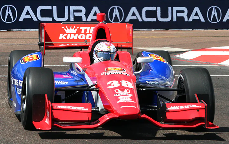 Graham Rahal received a six-race probation penalty for initiating contact with Marco Andretti at the IndyCar Toyota Grand Prix of Long Beach on April 19, 2015. (James Fish/The Epoch Times)