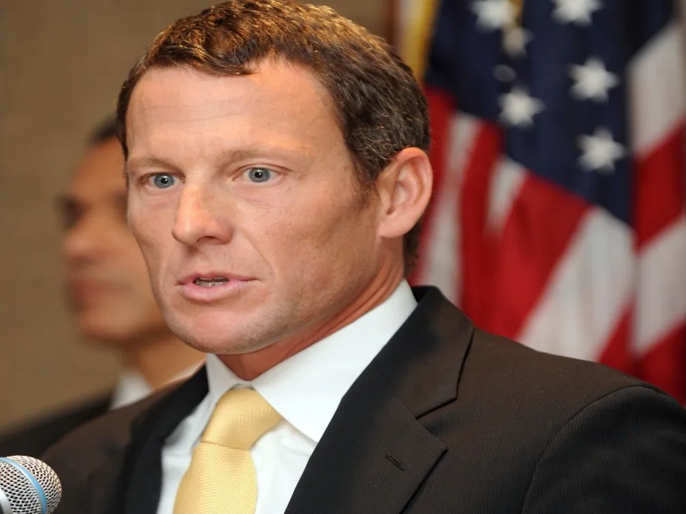 Seven-time Tour de France winner Lance Armstrong gives a press conference in Los Angeles on February 28, 2011 to announce he will serve as co-chair for the campaign seeking to raise more than $600 million annually for cancer research in California. (Gabriel Bouys/AFP/Getty Images)