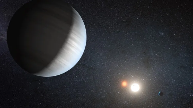 This is an artist's rendition of the Kepler-47 system. (NASA/JPL-Caltech/T. Pyle)