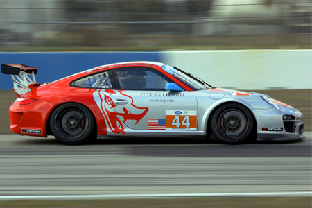 Flying Lizard mastered its new GTC Porsche sufficiently to set top time in GTC. (James Fish/The Epoch Times)