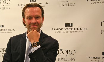 Jorn Werdelin shows off a watch from his collection at the official launch party of Linde Werdelin watches at L'oro Jewellery in Vaughan Mills, Toronto. (Kristina Skorbach/The Epoch Times) Jorn Werdelin shows off a watch from his collection at the official launch party of Linde Werdelin watches at L'oro Jewellery in Vaughan Mills, Toronto. (Kristina Skorbach/The Epoch Times)