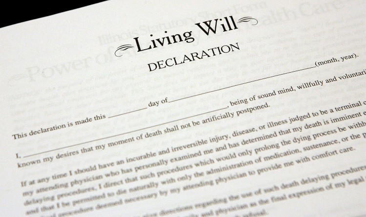 Part of a Living Will Declaration, March 22, 2005. (Tim Boyle/Getty Images)