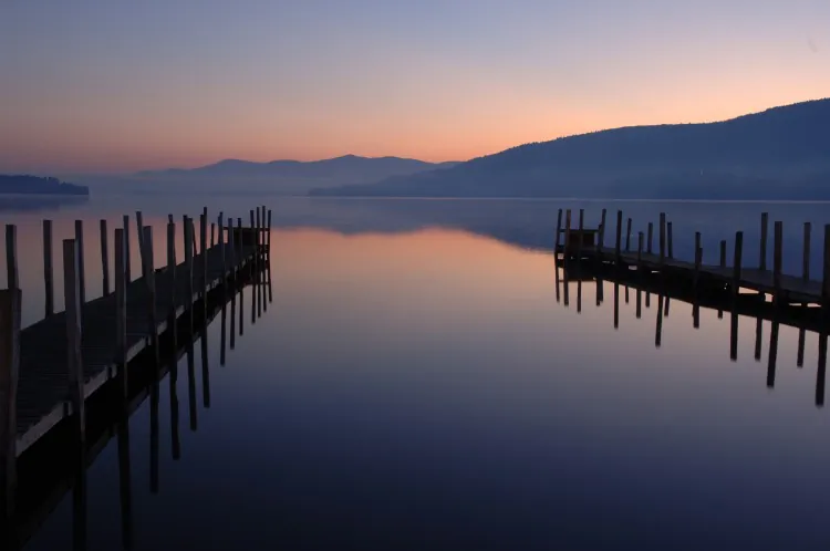 The sun rises over Lake George October 3, 2005 in Lake George Village, New York. (Colin Archer/Getty Images)