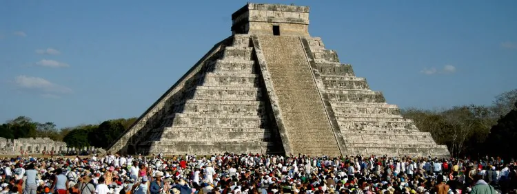 Unlike its Egyptian counterparts in the desert, the Mayan pyramid Kukulkan, in Chichen Itza, Mexico, is surrounded by jungle and has the base for a temple on the top. (Perez/AFP/Getty Images)