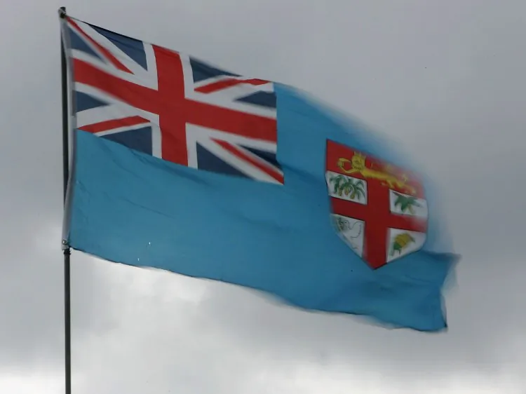 The Fijian flag is pictured on Dec. 7, 2006 in Suva, Fiji. Mr Carr told ABC Radio there were no immediate plans to lift the suspensions against Fiji. (Phil Walter/Getty Images)