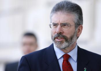 President of Sinn Fein Gerry Adams at Stormont in Belfast. (Peter  Muhly/AFP/Getty Images)