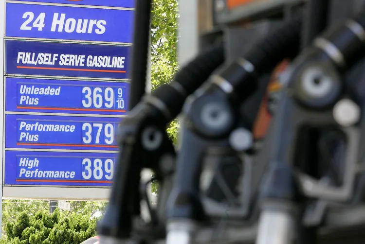 Gasoline prices above $3.50 per gallon are seen at a service station in San Francisco in this file photo. Prices at the gas pump fluctuate on a daily basis, and they continue to climb in 2013, seeing a $0.26 average increase in the last two weeks alone to $3.61 per gallon. (Justin Sullivan/Getty Images)