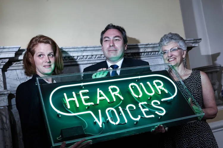 Michele Brandt, ICCL Director Mark Kelly and Senator Katherine Zappone pictured at the Hear Our Voices event on June 21st, 2012 in Christchurch, Dublin (Collins Photos)